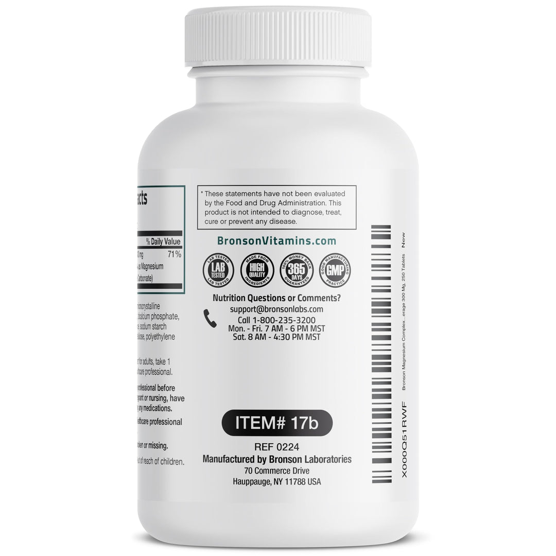 Bronson Magnesium Complex Maximum Coverage, 300 mg, 250 Count
