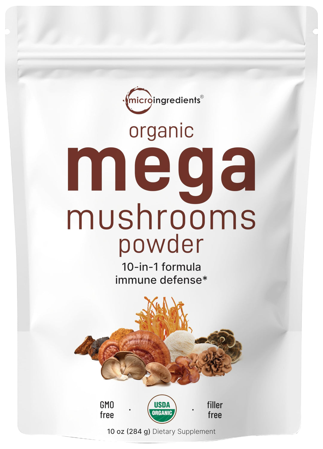 Micro Ingredients Organic Mega Mushrooms Powder, 10 oz