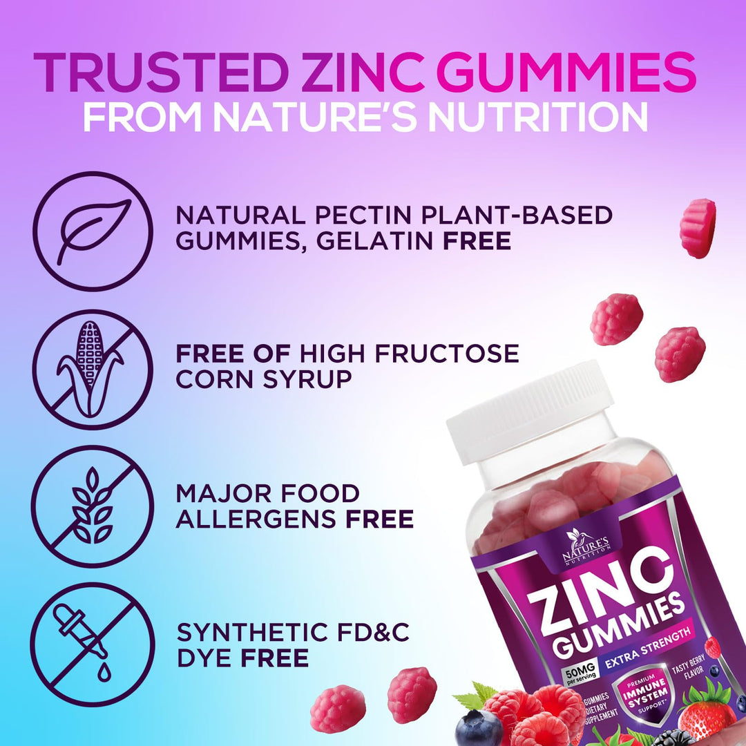 Zinc Gummies 50mg, Natural Berry, 60 Count