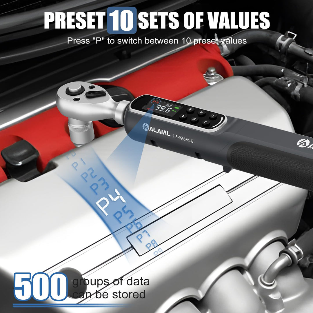 ALAIAL Digital Torque Wrench, 3/8 Drive, 1.5-99.6 ft lb