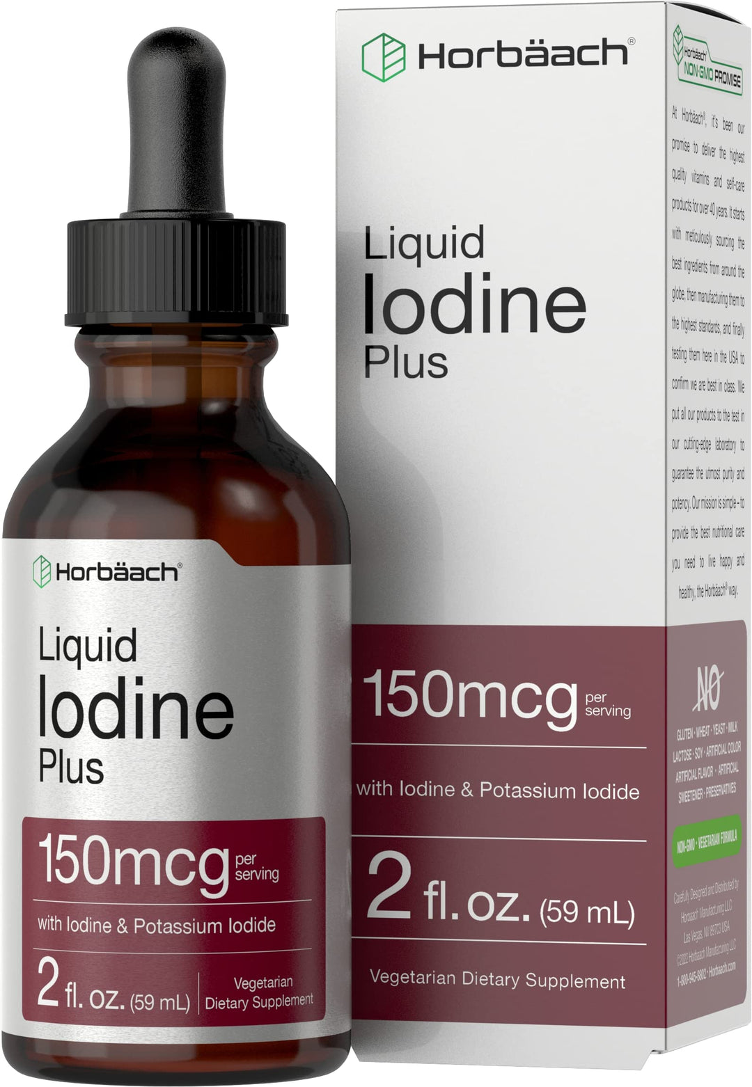 Horbäach Iodine Liquid Drops, 150 mcg, 2 fl oz