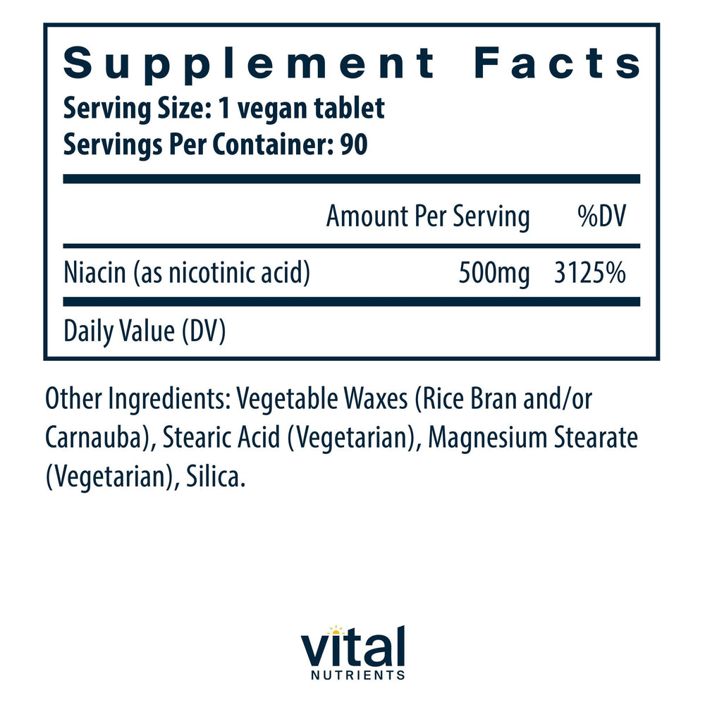 Vital Nutrients Niacin, 500 mg, 90 Count