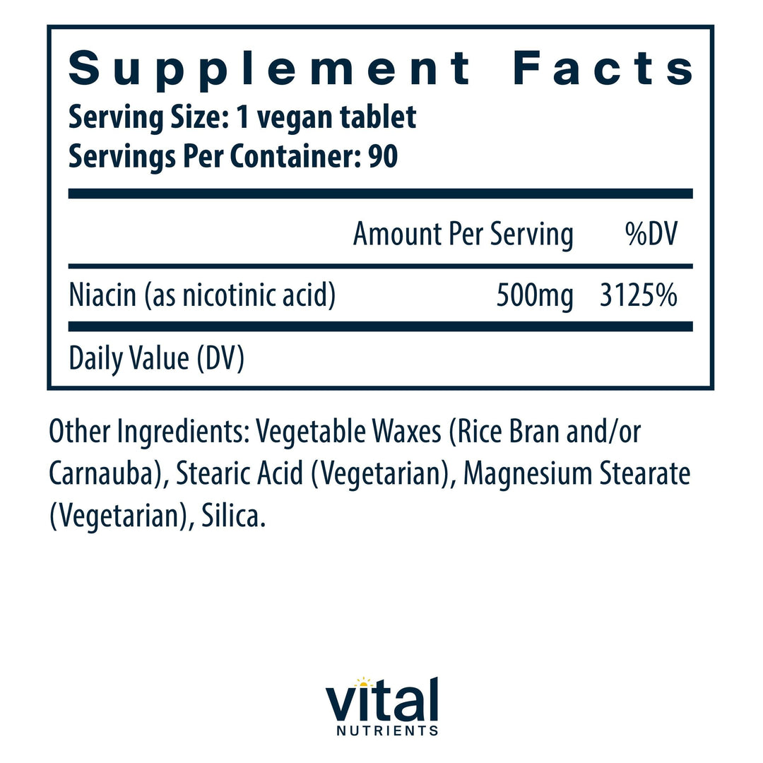 Vital Nutrients Niacin, 500 mg, 90 Count