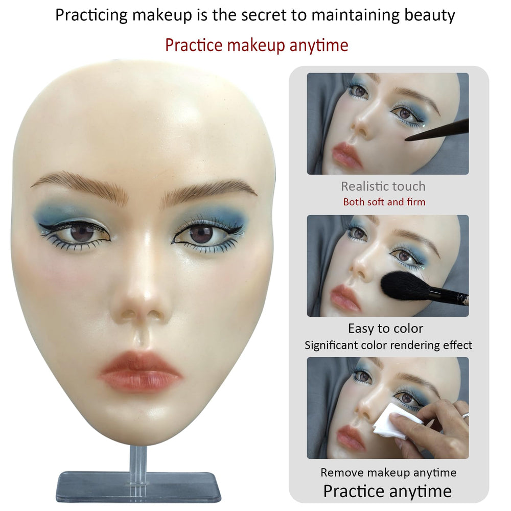 getpuchra Makeup Practice Face Board, Silicone Mannequin