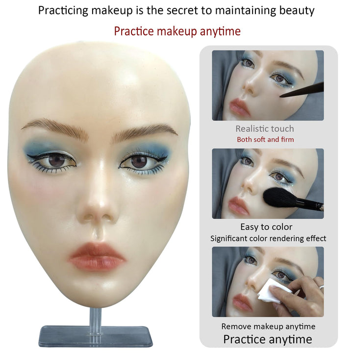 getpuchra Makeup Practice Face Board, Silicone Mannequin