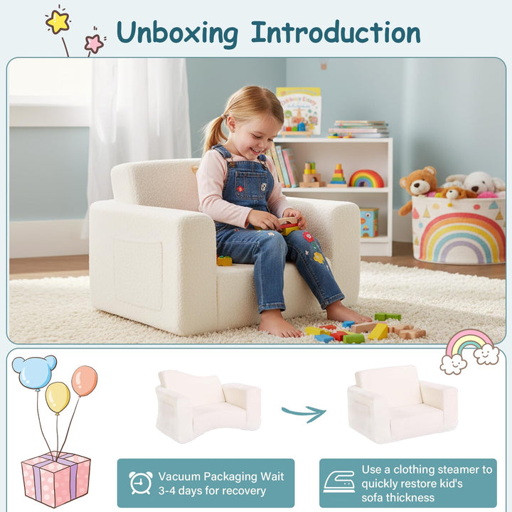 TIITA 2-in-1 Kids Sofa And Chair With Removable Cover And Handle