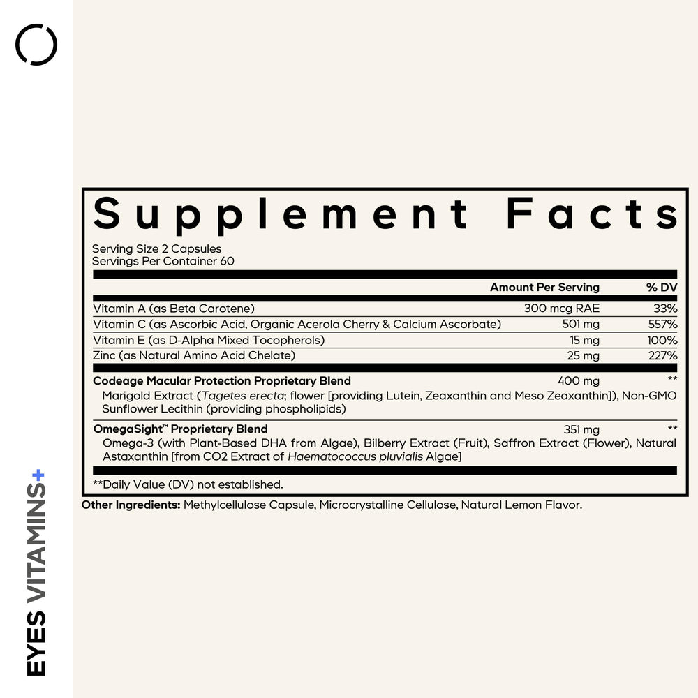 Codeage Eyes Vitamins AREDS 2 Formula Supplement, 120 Count