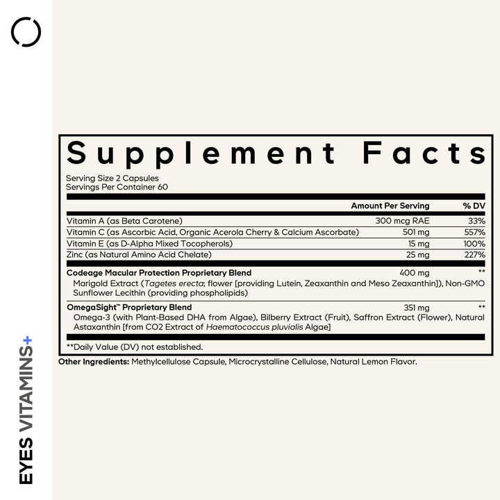 Codeage Eyes Vitamins AREDS 2 Formula Supplement, 120 Count