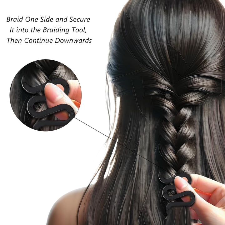 Jaasuee Hair Braiding Tool with Hook and Twist Roller, Black, 5 Count