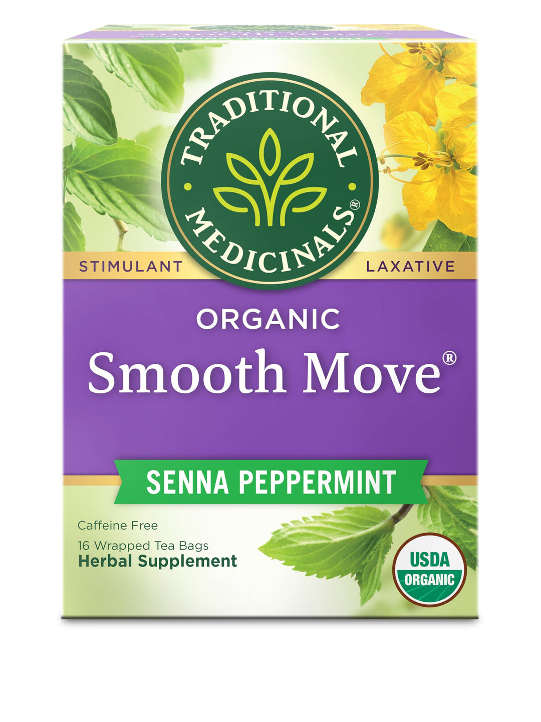 Traditional Medicinals Organic Smooth Move Senna Peppermint Herbal Tea, Peppermint, 16 Count