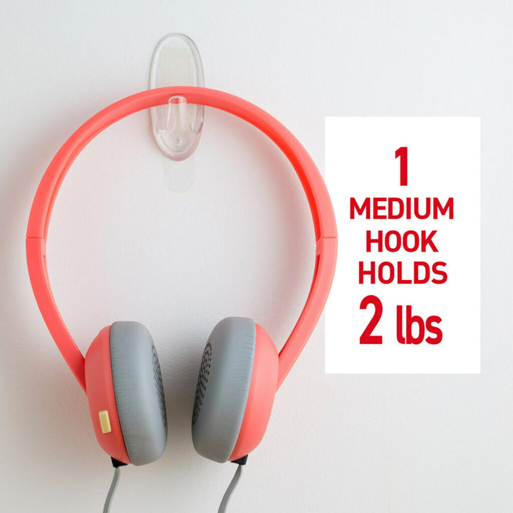Command Medium Wall Hooks, Clear, 7 Count
