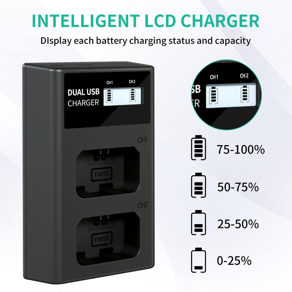 NALACAL Camera Battery Charger, Dual LCD