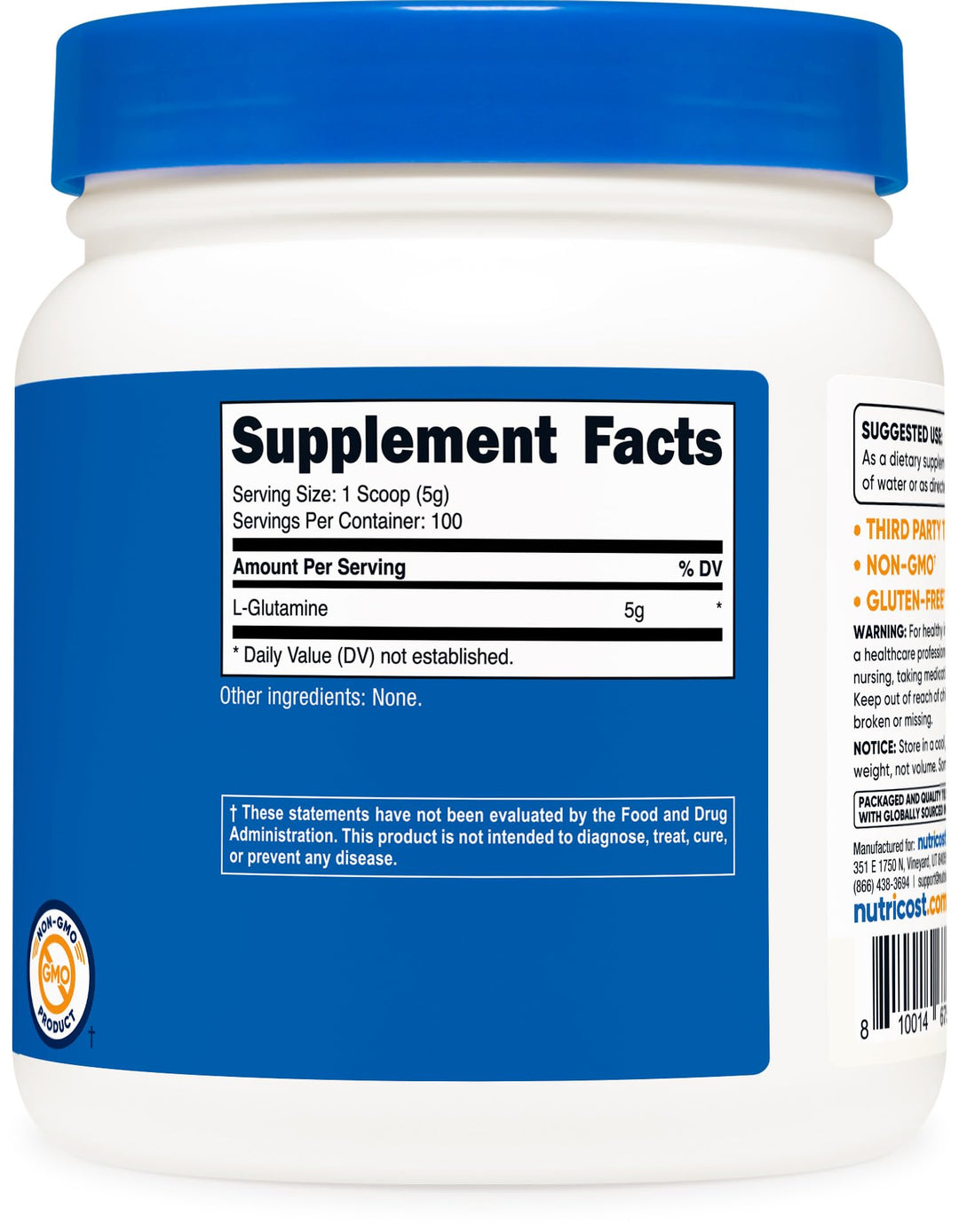 Nutricost L-Glutamine Powder, Unflavored, 500 g