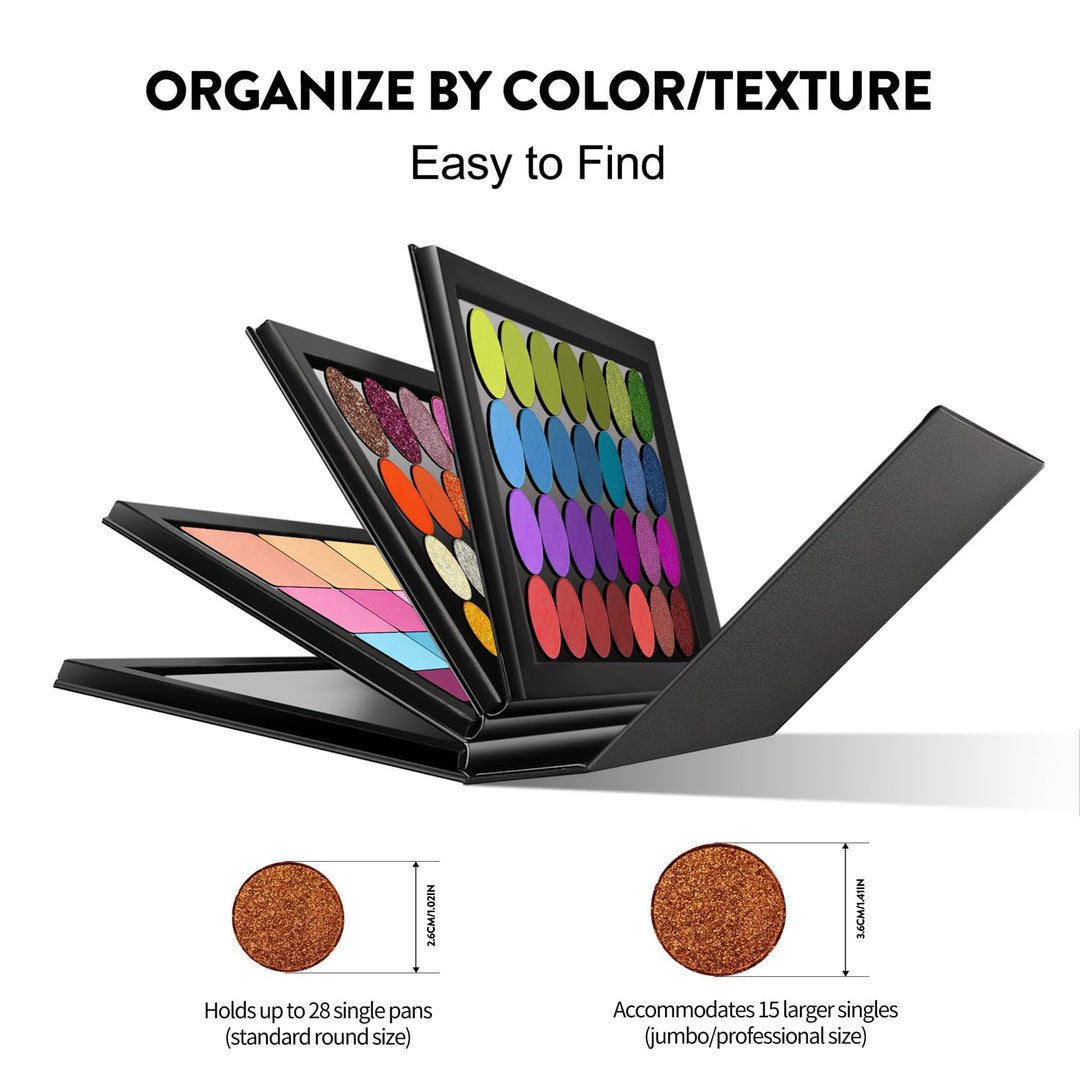 SZDYM Empty Magnetic Palette Book, Black PU Leather, 4 Layers