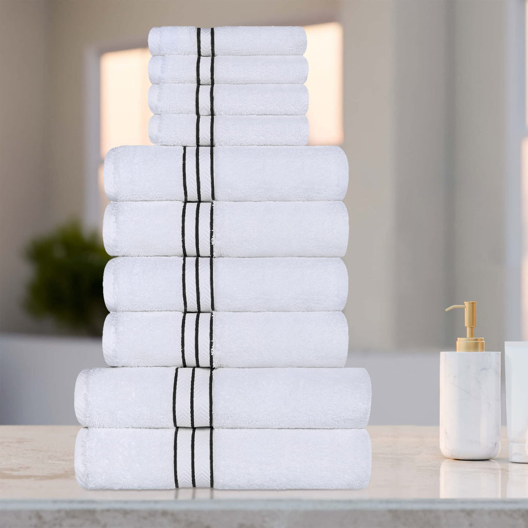 Superior Turkish Cotton Towel Set, Black, 10 Count