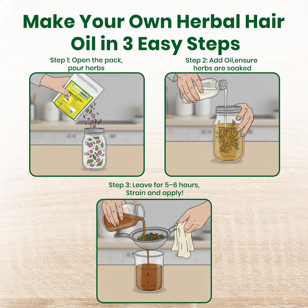 Foodherbs Herbal Hair Oil Mix, 18 Herbs