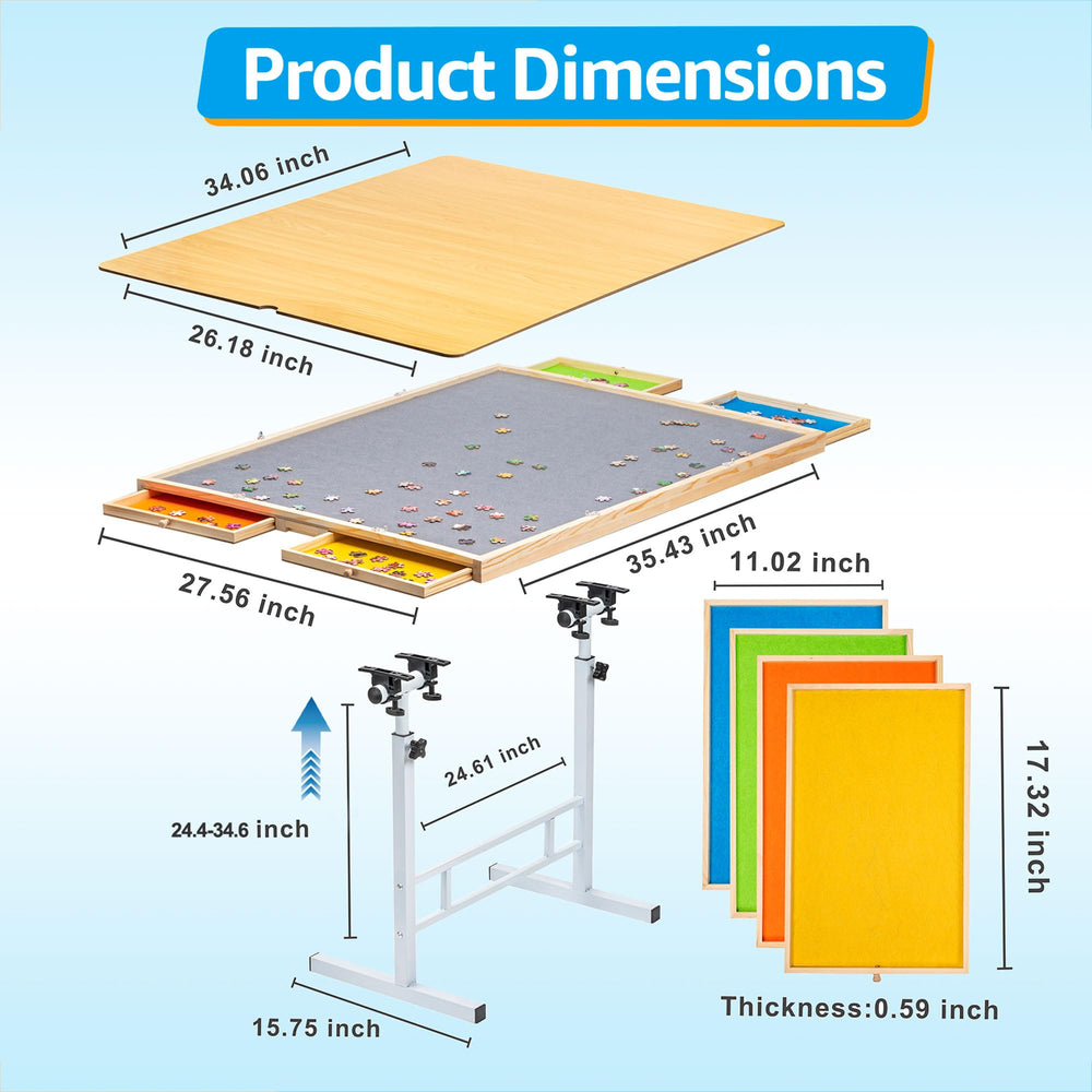 Fanwer Puzzle Table with Legs, 35 x 26 in