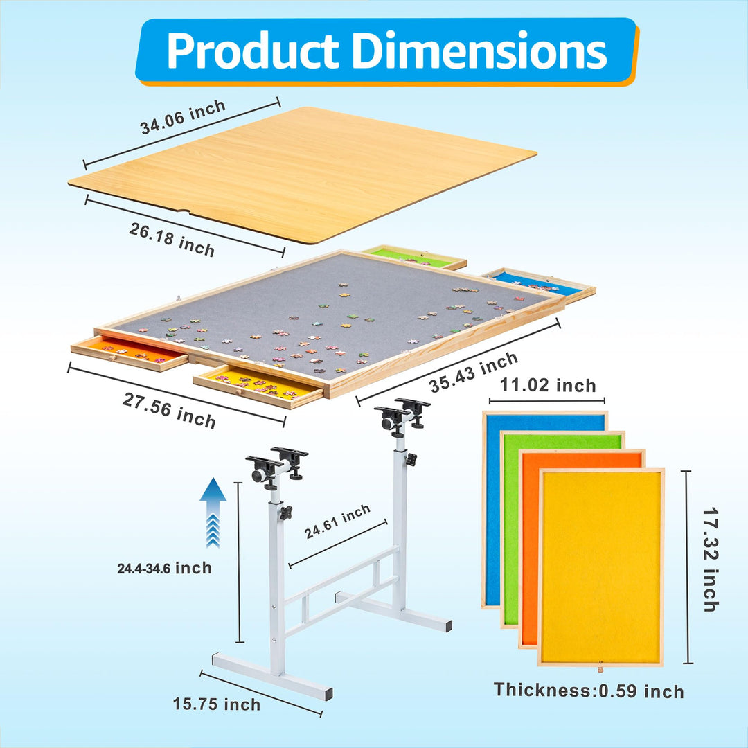 Fanwer Puzzle Table with Legs, 35 x 26 in