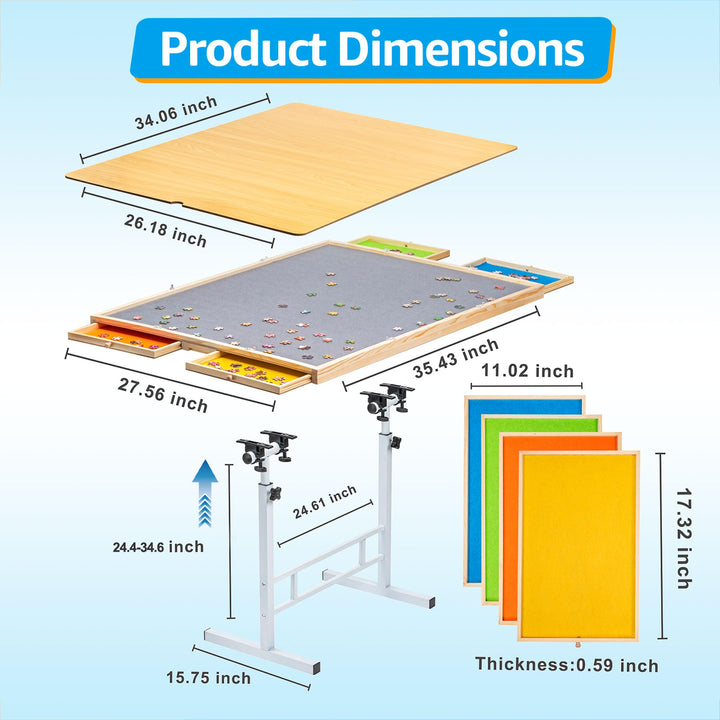 Fanwer Puzzle Table with Legs, 35 x 26 in