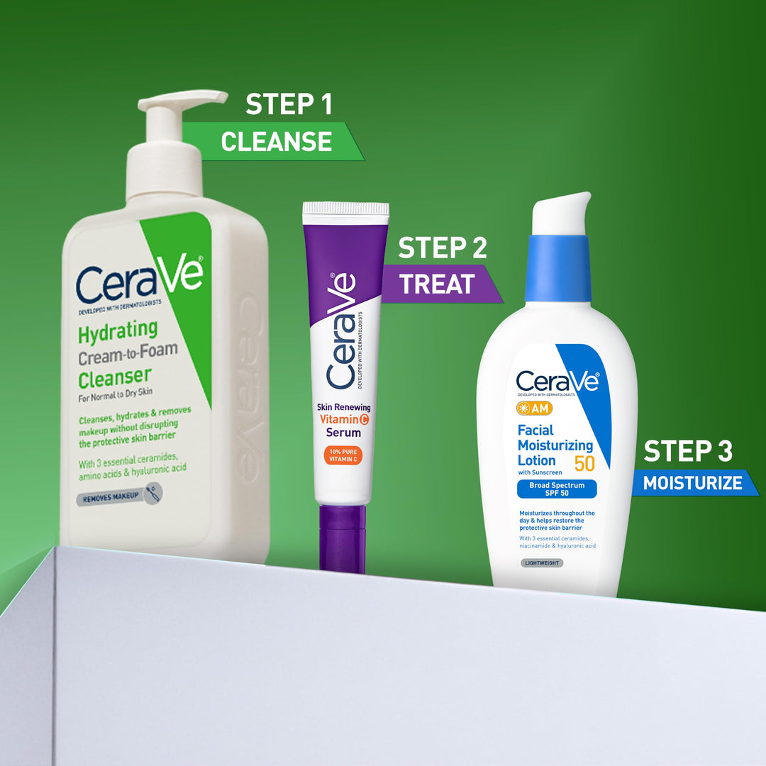 CeraVe Hydrating Cream-to-Foam Cleanser, Fragrance Free, 19 fl oz