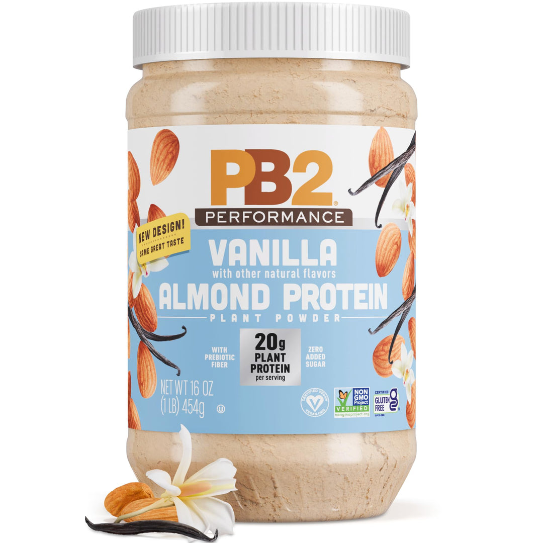 PB2 Performance Almond Plant Based Vegan Protein Powder, Almond with Madagascar Vanilla, 1 lb