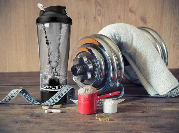 VOLTRX Electric Protein Shaker Bottle, Black, 24 oz
