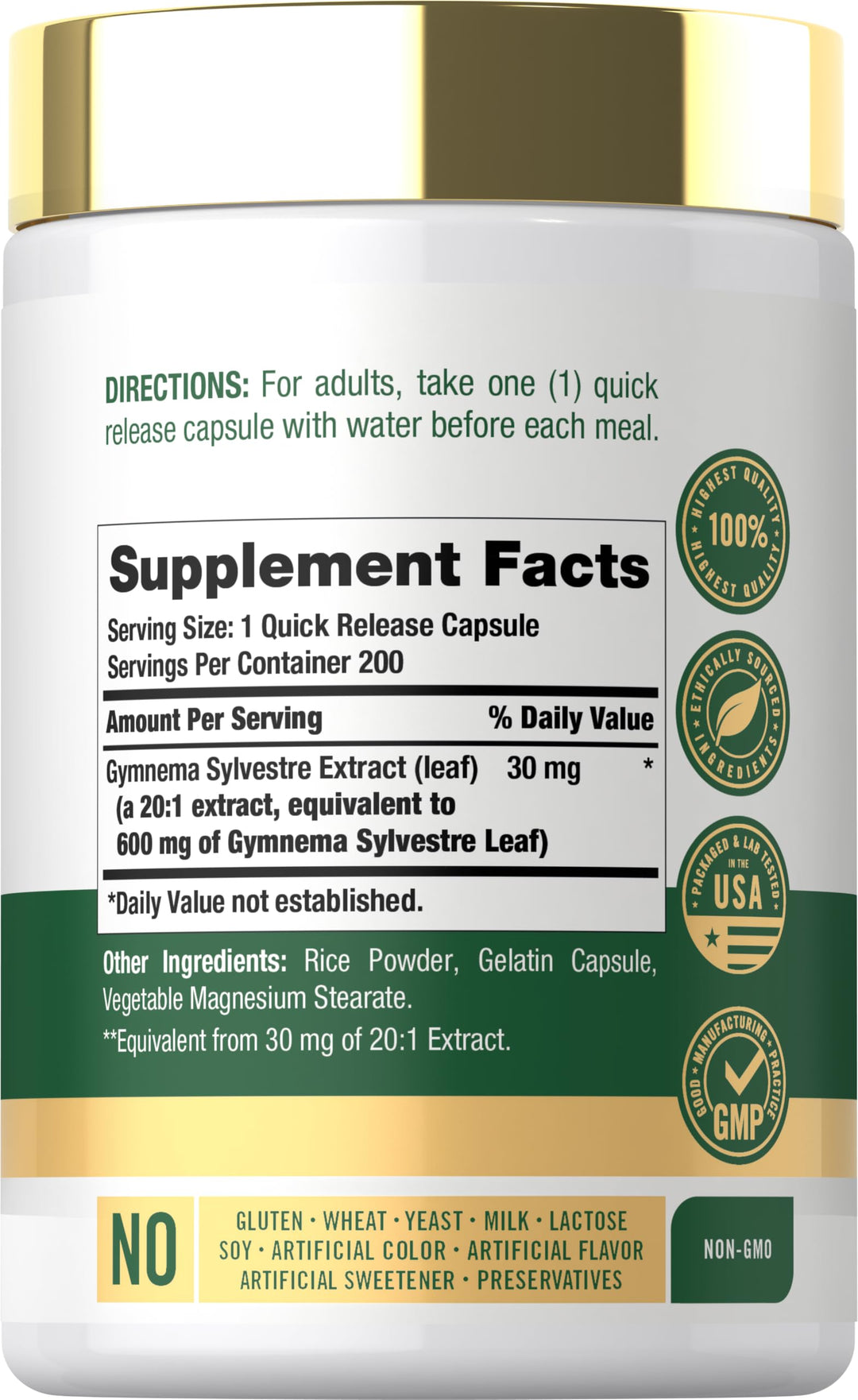 Carlyle Gymnema Sylvestre Capsules, 600 mg, 200 Count