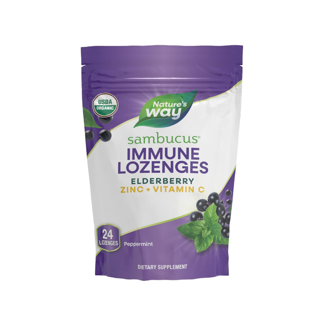 Nature's Way Sambucus Immune Lozenges, Elderberry Peppermint, 24 Count