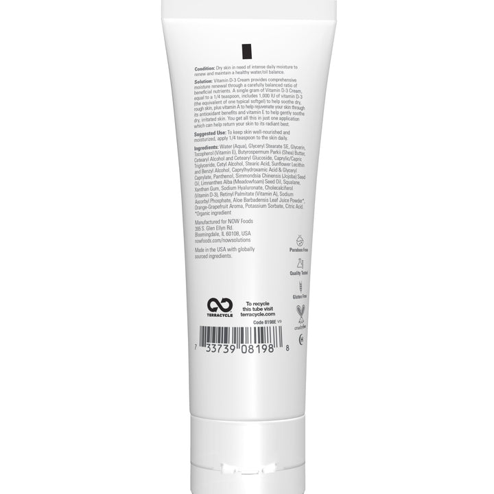 NOW Vitamin D-3 Cream, 4 fl oz