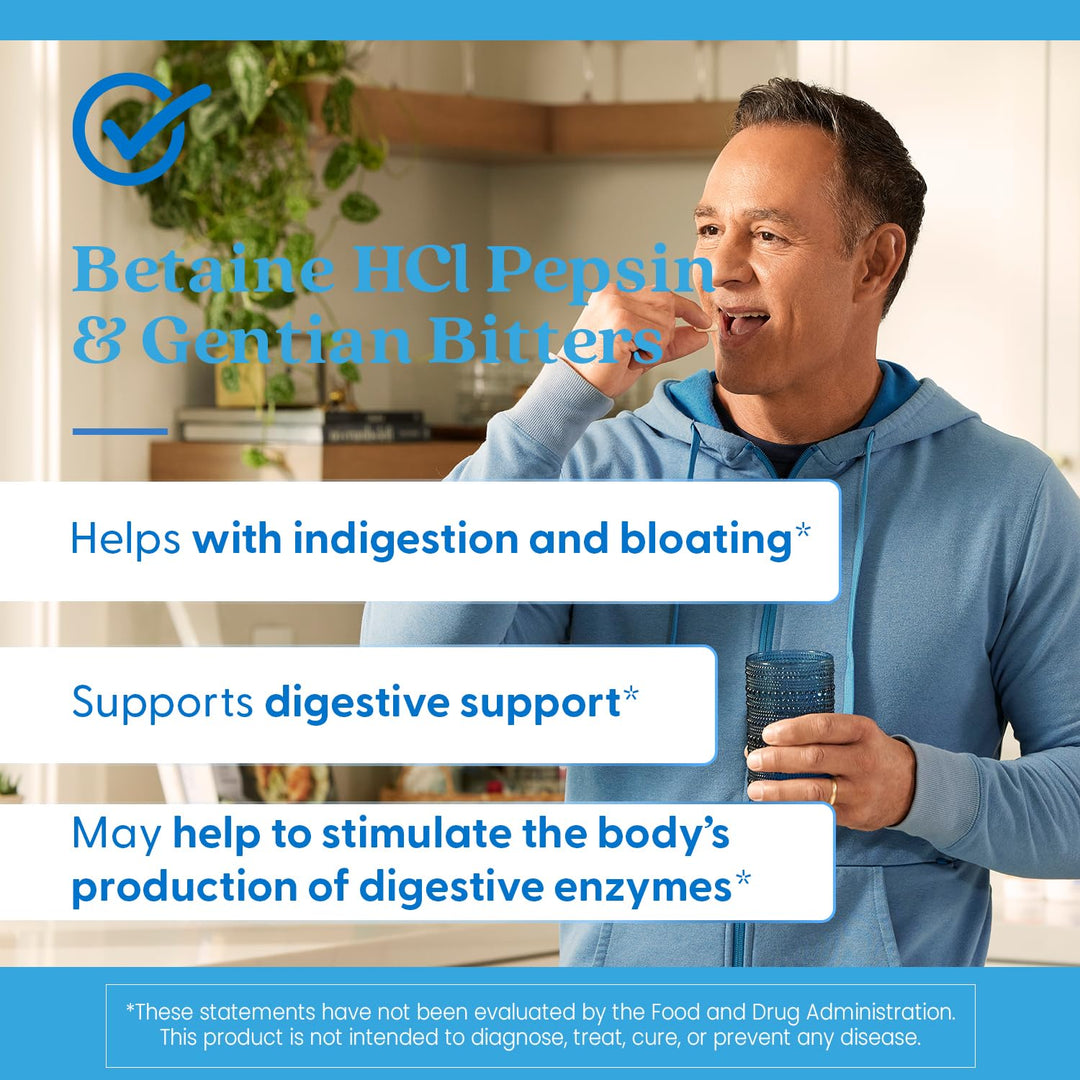 Doctor's Best Betaine HCl Pepsin And Gentian Bitters, 120 Count