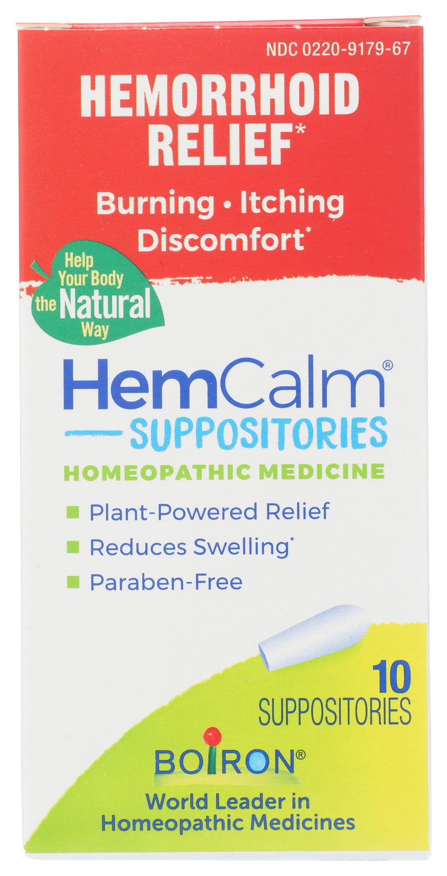 Boiron HemCalm Hemorrhoid Relief Suppositories, 10 Count