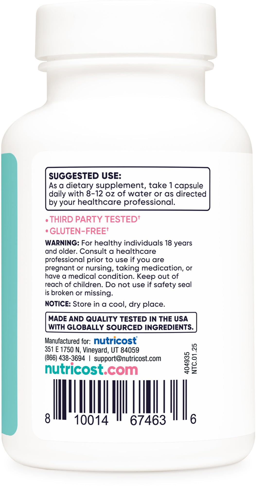 Nutricost Folic Acid Capsules, 1200 mcg, 120 Count