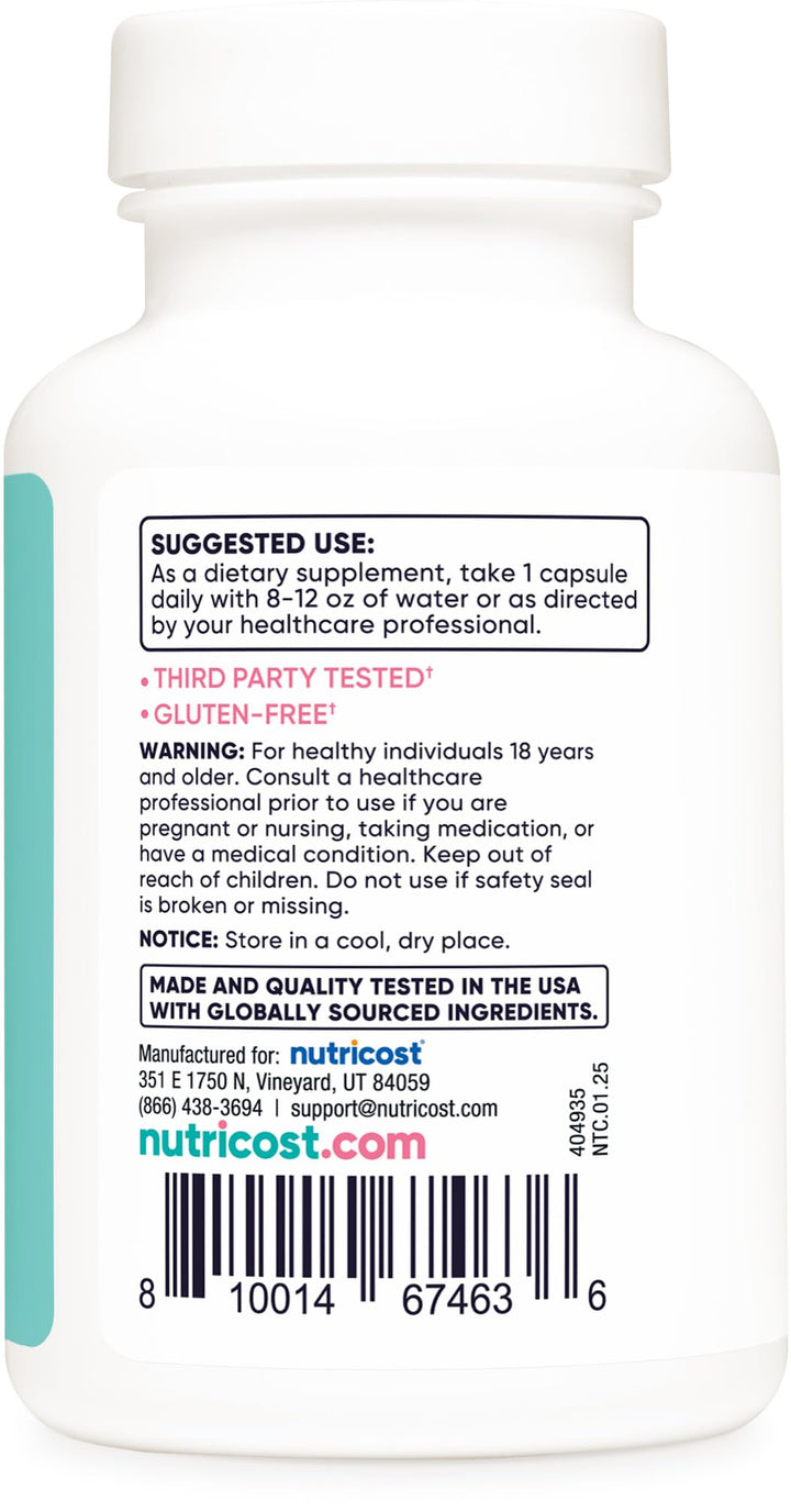 Nutricost Folic Acid Capsules, 1200 mcg, 120 Count