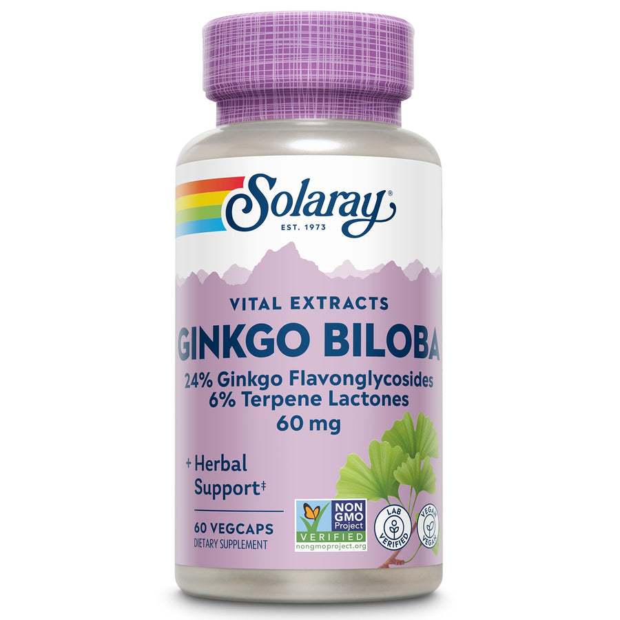 SOLARAY Ginkgo Biloba Extract Capsules, 60 Count