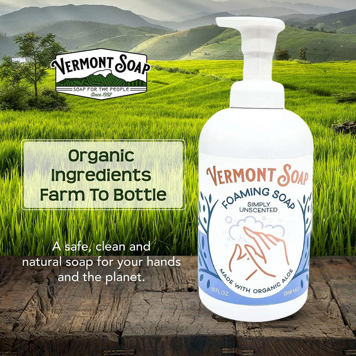 Vermont Soap SunShea Organic Foaming Hand Soap, Unscented, 12 oz