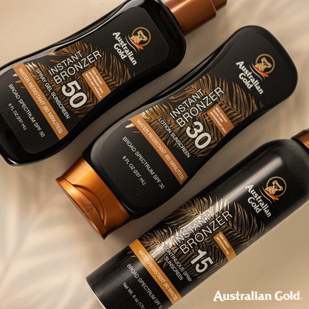 Australian Gold Continuous Spray Sunscreen SPF 30, Instant Bronzer, 6 fl oz