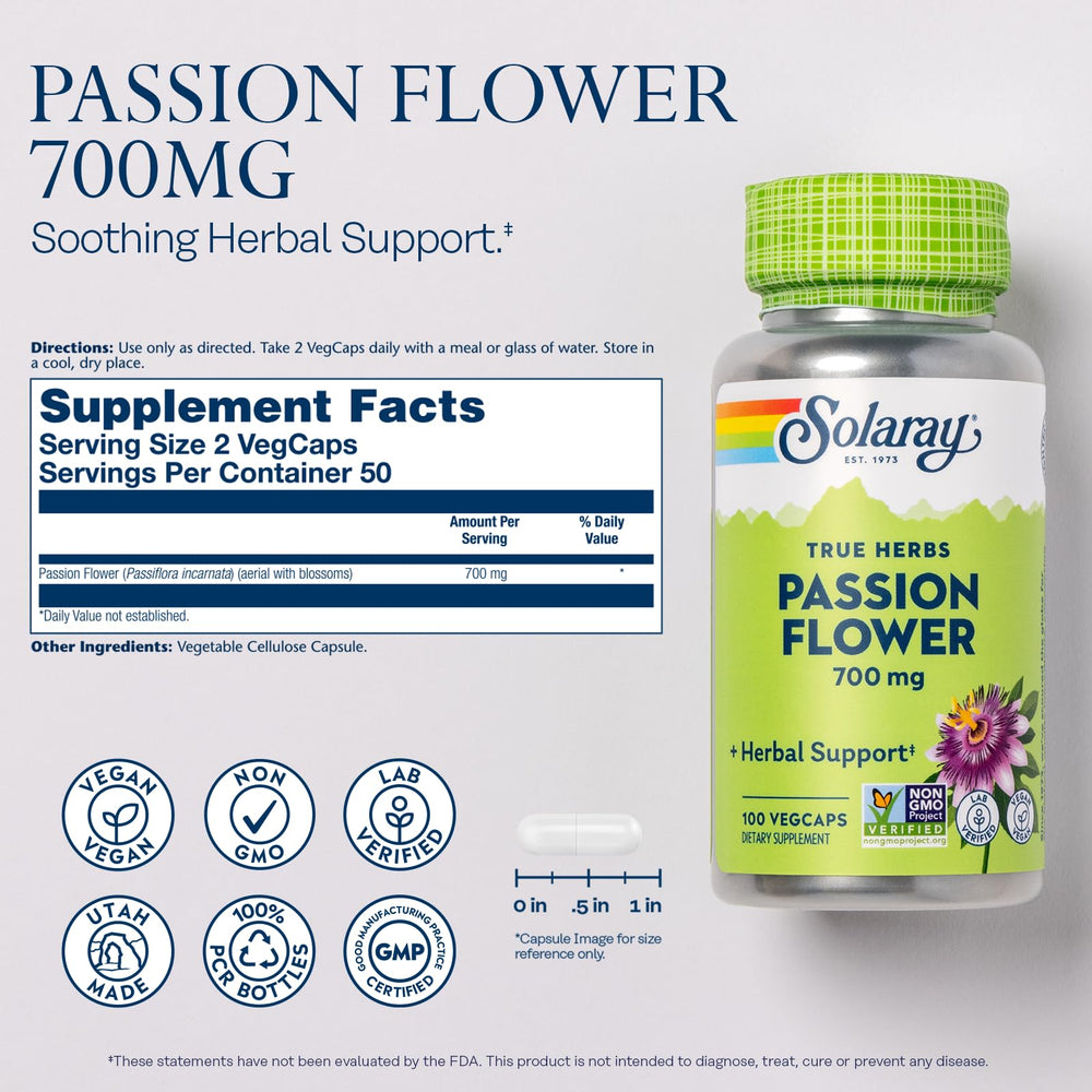 SOLARAY Passion Flower 350mg, 100 Count