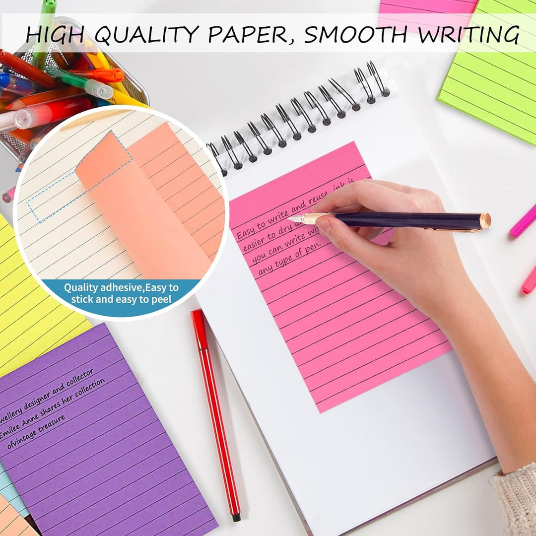 McMola Large Lined Sticky Notes, 8 Bright Colors, 8 Count