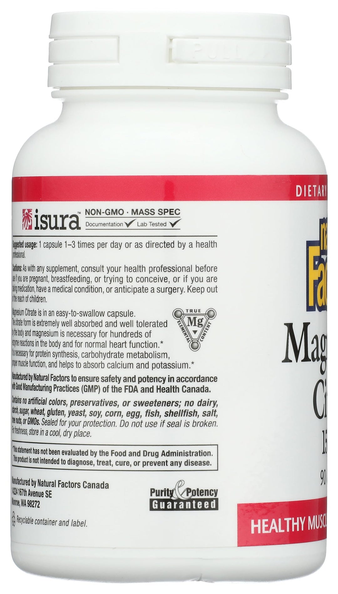 Natural Factors Magnesium Citrate 150 mg, 90 Count