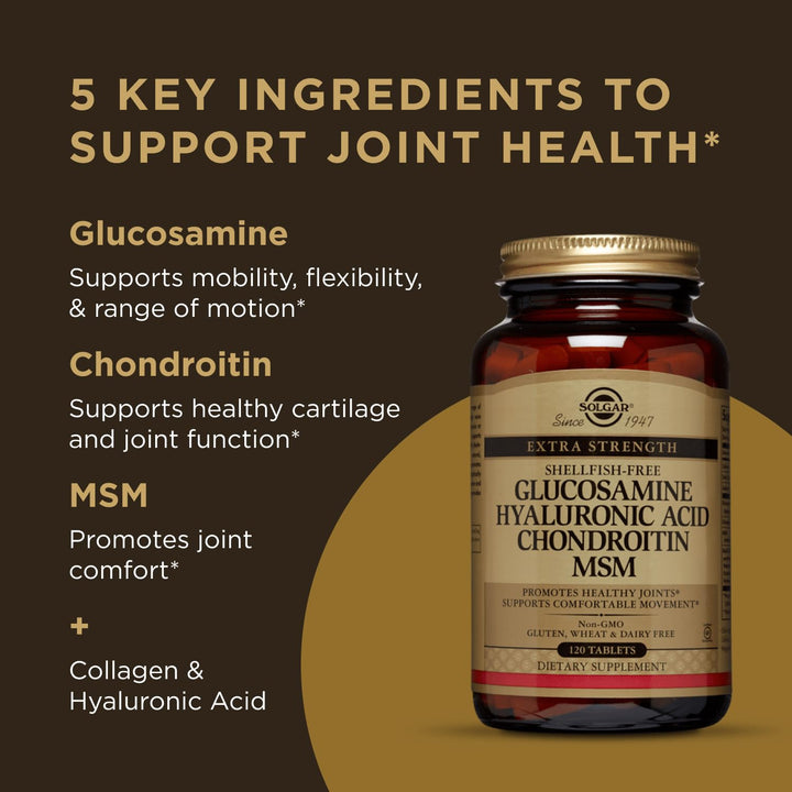 Solgar Glucosamine Hyaluronic Acid Chondroitin MSM, 120 Count