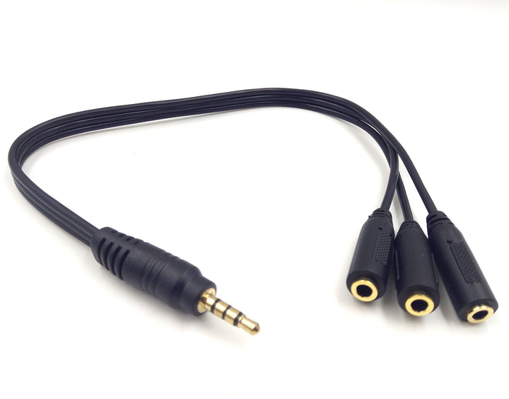 Haokiang 3.5mm TRRS Male to 3x Female Stereo Splitter Audio Cable, Gold-Plated, 9 Inch