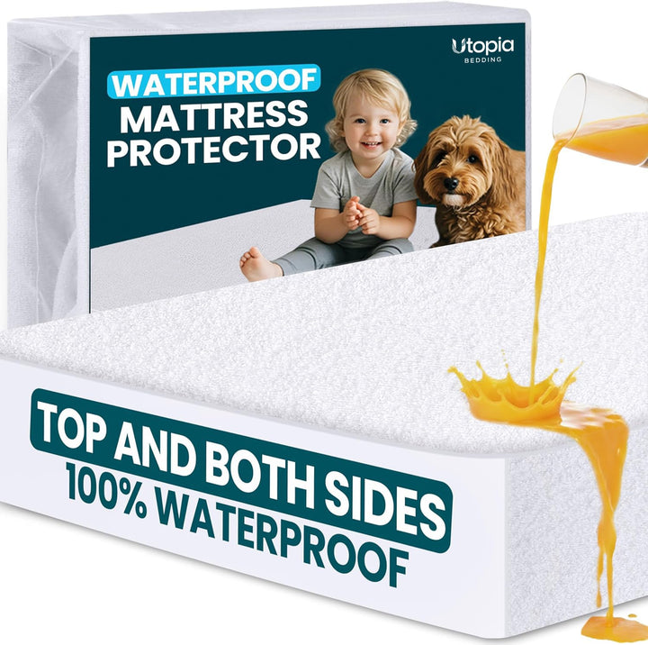 Utopia Bedding Waterproof Mattress Protector, White, King