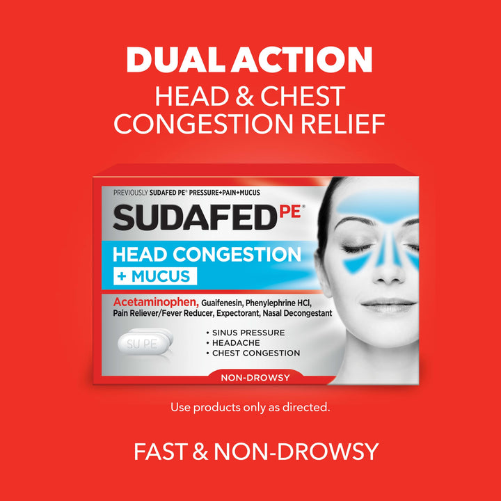 Sudafed Sinus Pressure & Nasal Congestion Mucus Relief, 24 Count