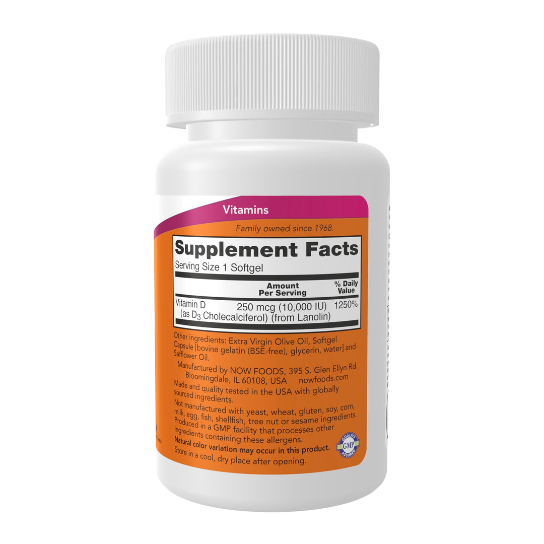 NOW Vitamin D-3, 10,000 IU, 120 Count