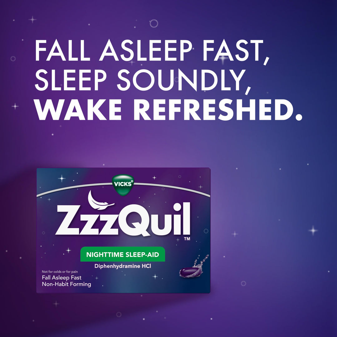 Vicks ZzzQuil Nighttime Sleep-Aid, LiquiCaps, 12 Count