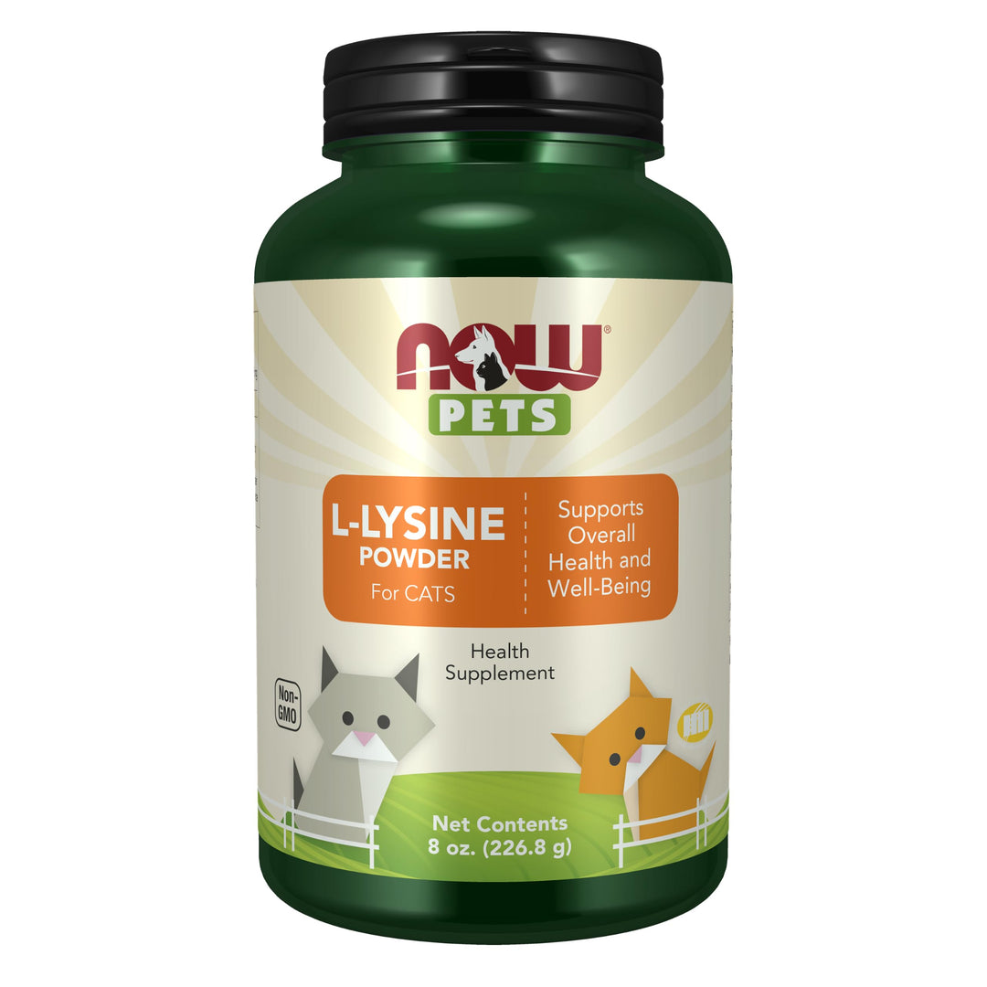 NOW Pet Health L-Lysine Supplement Powder, for Cats, 8 oz