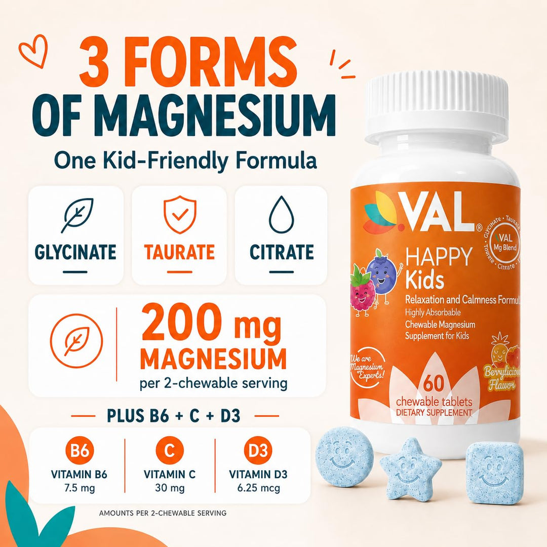 VAL Magnesium for Kids Chewable Tablets, 60 Count
