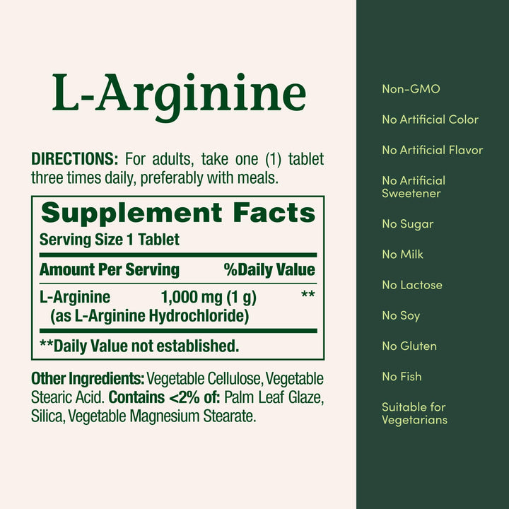 Nature's Bounty L-Arginine, 1000 mg, 50 Count