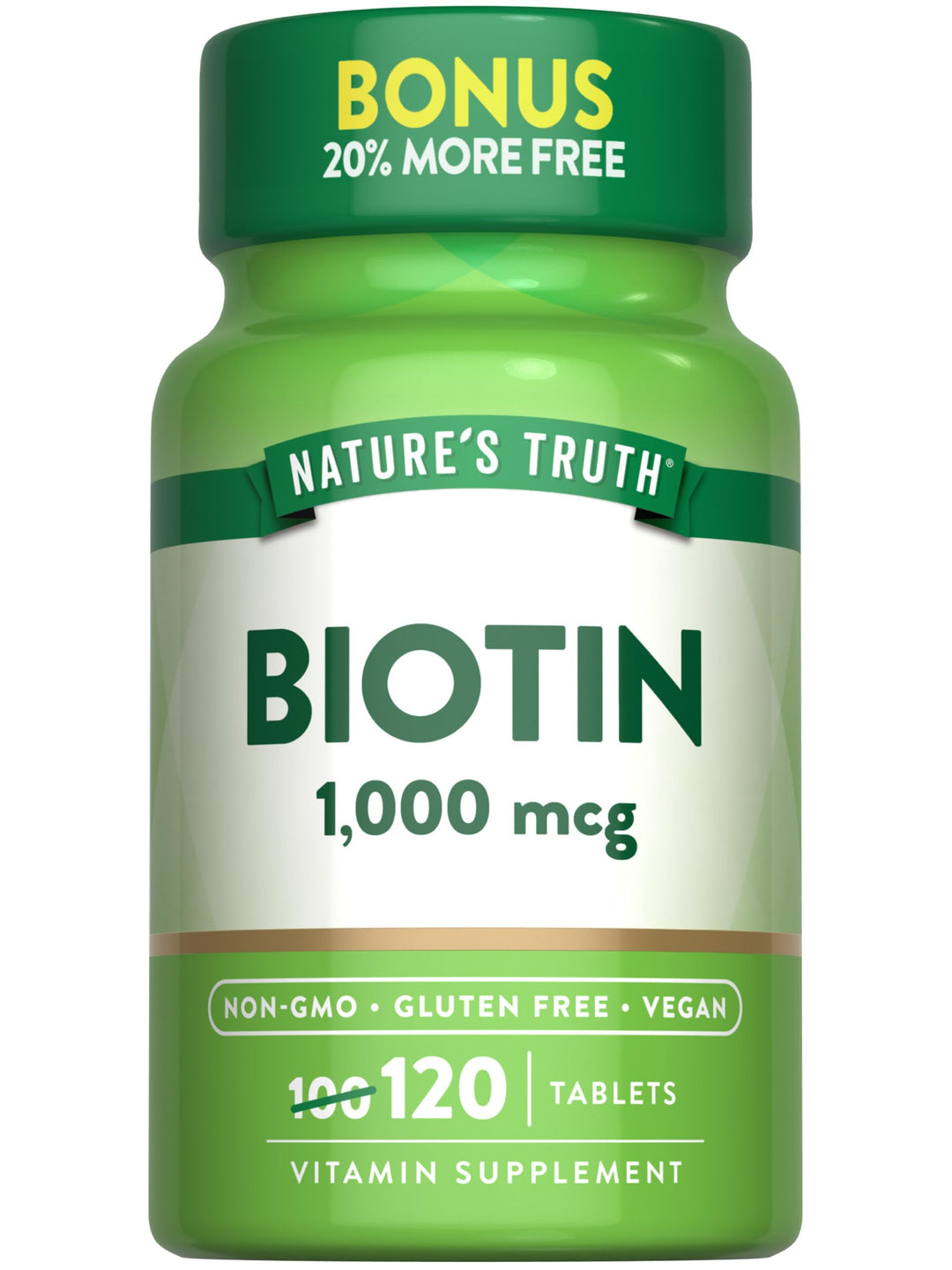 Nature's Truth Biotin 1,000 mcg Tablets, 120 Count