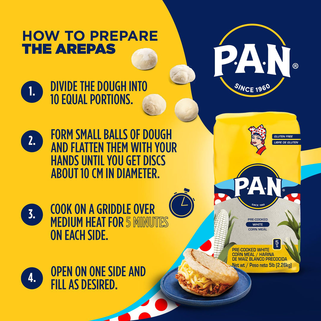 P.A.N. Pre-Cooked White Corn Meal, 5 lb